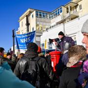 Crowds at the NHS march at the Royal Sussex County Hospital in Brighton