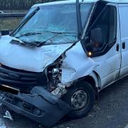 A van involved in a crash on the A23
