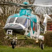Pictured: Moment air ambulance lands in city park