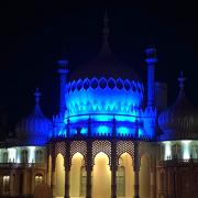 The Royal Pavilion was lit up with the Ukrainian flag to commemorate the anniversary of the Russian invasion