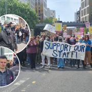Students protesting at the University of Brighton redundancies