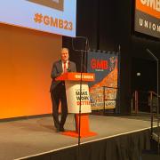 Sir Keir Starmer addressed delegates at the GMB Congress at the Brighton Centre