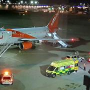 Emergency services met an easyJet plane at London Gatwick