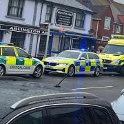 Emergency services outside the Arlington Arms in Eastbourne