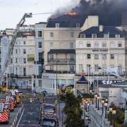 The Royal Albion Hotel goes up in flames