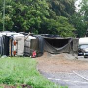 A lorry has overturned in the A24 near Findon