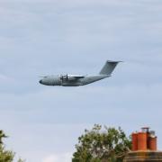 The plane flew just above the rooftops in Lewes