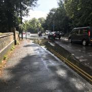 Roads, including the Deneway roundabout, were among those affected by the flooding