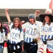 American Express hosted a private screening of Albion's documentary which is not released yet. Pictured are four Albion fans at Brighton's last ever match at Goldstone Ground in 1997