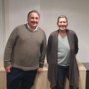 Newly elected council leader Cllr Julia Hilton (left) with outgoing council leader Paul Barnett