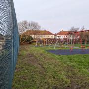 The playground was damaged by strong winds in Storm Isha
