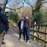 Matt Baker, right, filming in Ashdown Forest