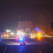 Crews tackling the fire on the M27 at 2am today. Picture: uknip.co.uk