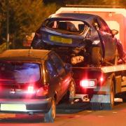 Two cars involved in a late night crash in Old Shoreham Road, Hove