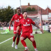 Danny Cashman celebrates his second equaliser for Worthing