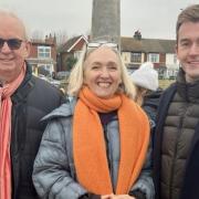 Councillor Jeremy Gadner with Labour councillor candidate for St Mary's ward Becky Allinson and Labour candidate for East Worthing and Shoreham Tom Rutland