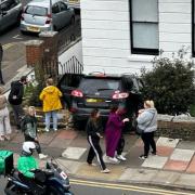 The scene of the crash in Vernon Terrace, Brighton