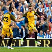 Newly-signed Pascal Gross celebrates a pre-season goal against Atletico Madrid in 2017