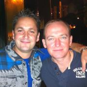 Two old school mates - Gaz (left) an Albion fan and Lee an Hammer - they're not in love though.
