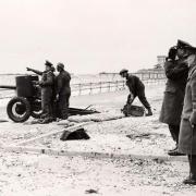 Soldiers’ gun practice on the beach at Bognor Regis
