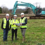 Steve Gray, site manager, Adam O’Brien, managing director of Metis Homes, and Jonathan Russell Cowdray, chief executive officer