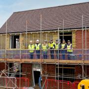 Left to right: Joshua Clarke (Clarke Roofing), Sean Wootton (National Federation of Roofing Contractors), Vick Orbell (East Sussex College), Jason McCarthy (Red Wing Roofing), Councillor Bob Standley, Hannah Brookshaw (East Sussex County Council),