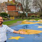 MP Josh Babarinde at the splash pad in Princes Park