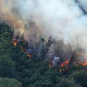 Crews battled a wildfire at Devil's Dyke on Friday