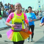 Runners approach the finish line at last year's Brighton Marathon. Photo by Liz Finlayson