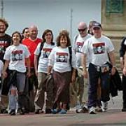 Supporters  set out from the Peace Statue in Hove on their four-hour sponsored walk