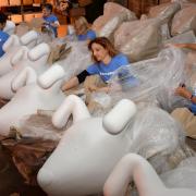 Volunteers helped move the snowdogs into their kennel underneath Rendezvous Casino in Brighton Marina before they were decorated by artists Picture: Terry Applin