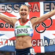 Great Britain's Jessica Ennis celebrates winning the Heptathlon, after the 800m event at the Olympic Stadium, London, on the eighth day of the London 2012 Olympics.  Picture: Owen Humphreys/PA Wire