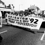 The first Pride march, then known as the Brighton Lesbian and Gay Pride Procession, in 1992