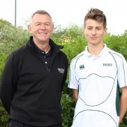 Star of the future Tom Gordon with Bede's director of cricket Alan Wells