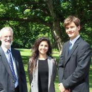 Bede's maths teacher Bill Richards, and pupils Parmis Fadavi-Hosseini and Kozama Prelevic
