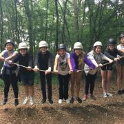 Farlington schoolgirls on a low-ropes course