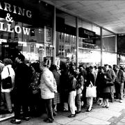 Sales queue at Waring and Gillow North Street Brighton 1988