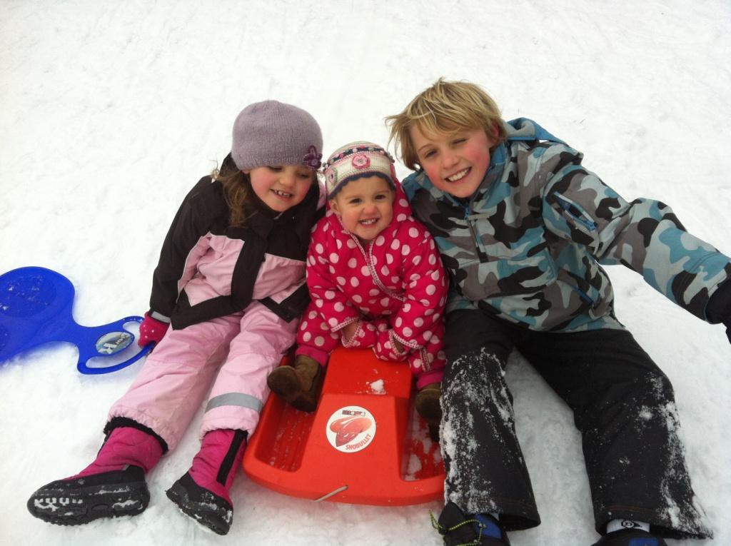 Connie, Iris & Jake Mathieson in the Withdean Park snow.
