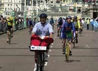 The Argus: Pedal pushers: cyclists complete the London to Brighton bike ride.