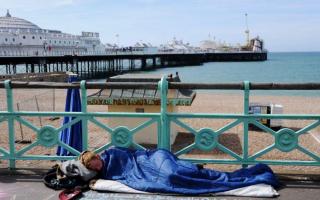 A rough sleeper on Brighton seafront