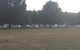 Caravans arrived at Preston Park in Brighton on Friday evening, with quad bikes seen 