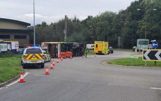 An overturned vehicle near the A23 in Bolney