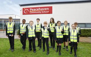 Students at Peacehaven Community School wearing their hi-vis jackets