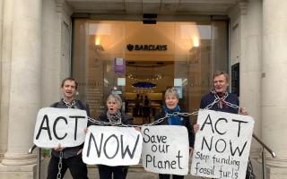 Four Extinction Rebellion protesters are facing trial tomorrow. From left, John Kennedy, Susan Williams, Nicola Harries and Ian MacIntyre