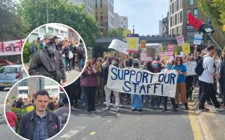 Students protesting at the University of Brighton redundancies