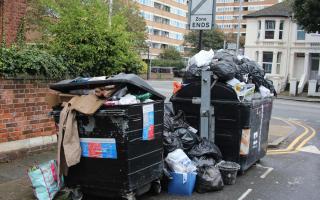 Rubbish piles high across Brighton during a workers' strike in 2021