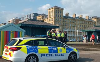 Police monitored school children gathered at Hove Lawns
