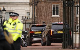 Prince Harry arrived at Clarence House on Tuesday afternoon