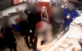 Private security staff are being used as a deterrent to stop children shoplifting in Barnham. Pictured, youths during an alleged incident in October last year at a kebab shop