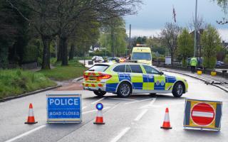 Police have closed part of the A27